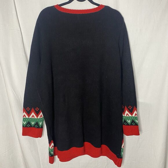 HOLIDAY TIME Ugly Christmas Sweater Pug Dog Reindeer Pom Pom Pullover Womens 2X - Picture 3 of 5
